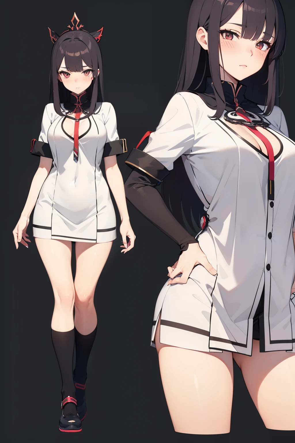 Can you create an image similar to the character for me: Nod elegg, The posture style character design,  full body view from the front, She looks tender and blushed, con ropa sexy.