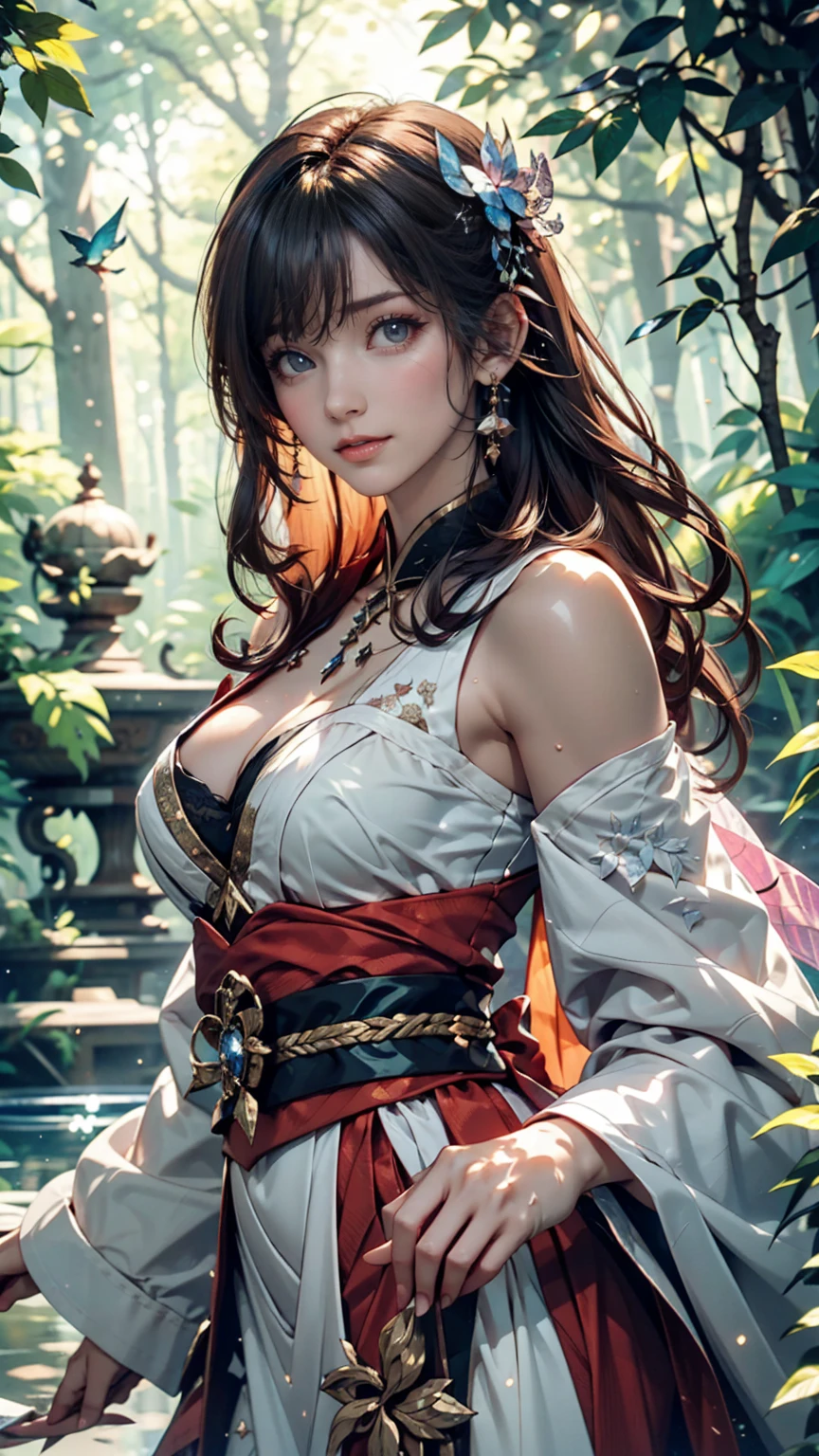There is a woman sitting on the beach holding a watch, Queen of the Sea Mu Yanling, Beautiful digital art, Highly detailed digital art in 4K, Beautiful Fantasy Empress, 8K high quality, detailed art, Fantasy Beautiful, Jan J, Beautiful gorgeous digital art, Gwaiz, artwork in the style of Gwaiz, Beautiful fantasy art, Chinese Fantasy