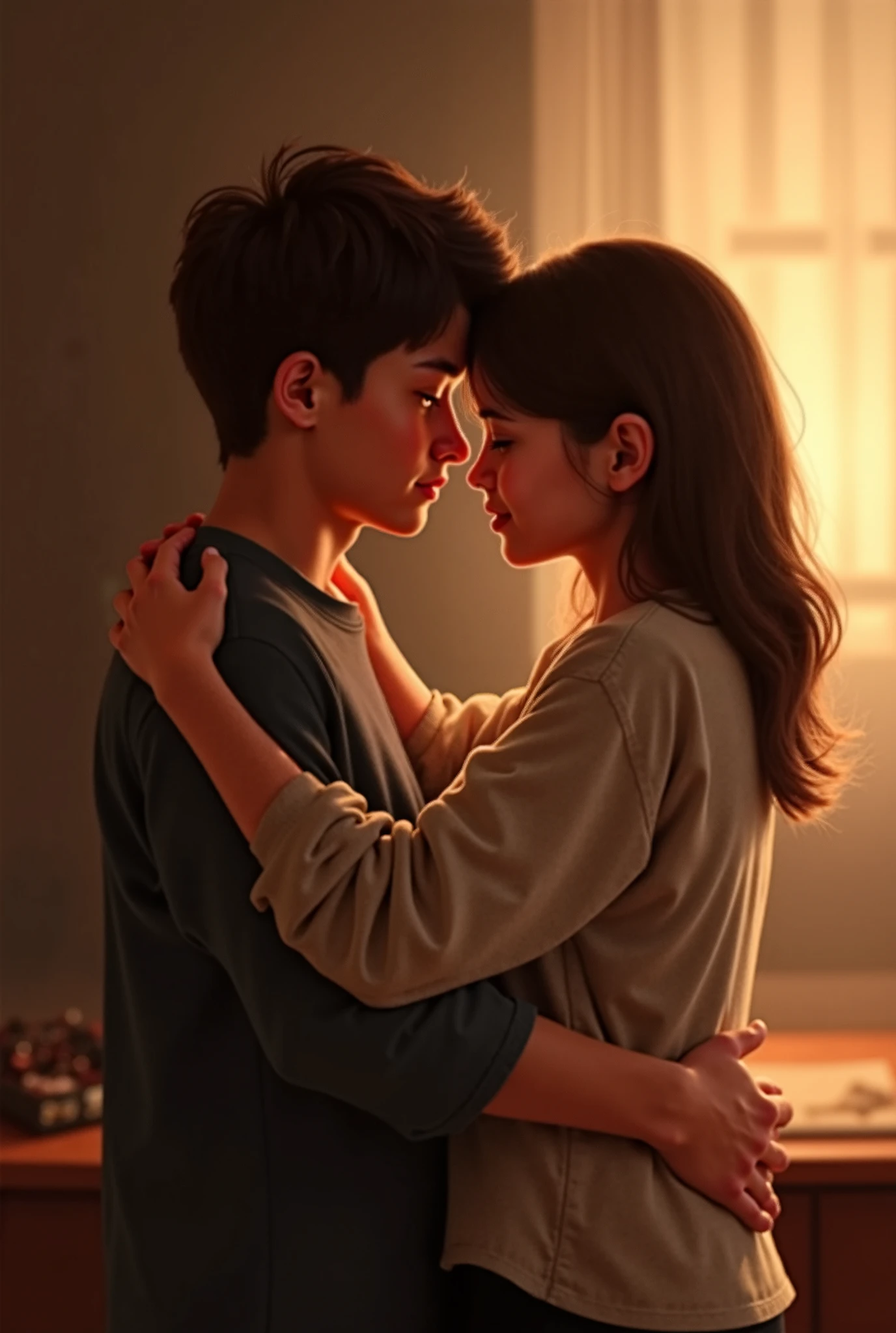 1 boy and 1 girl hug togeather