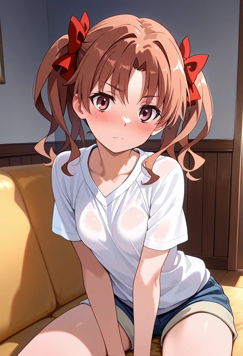 Aimi、1 Girl、Wavy Hair、Glasses、Small breasts、He is short、、High resolution、Highest quality、Detailed face、Fine grain、White panties、Squat、Look at this、skirt