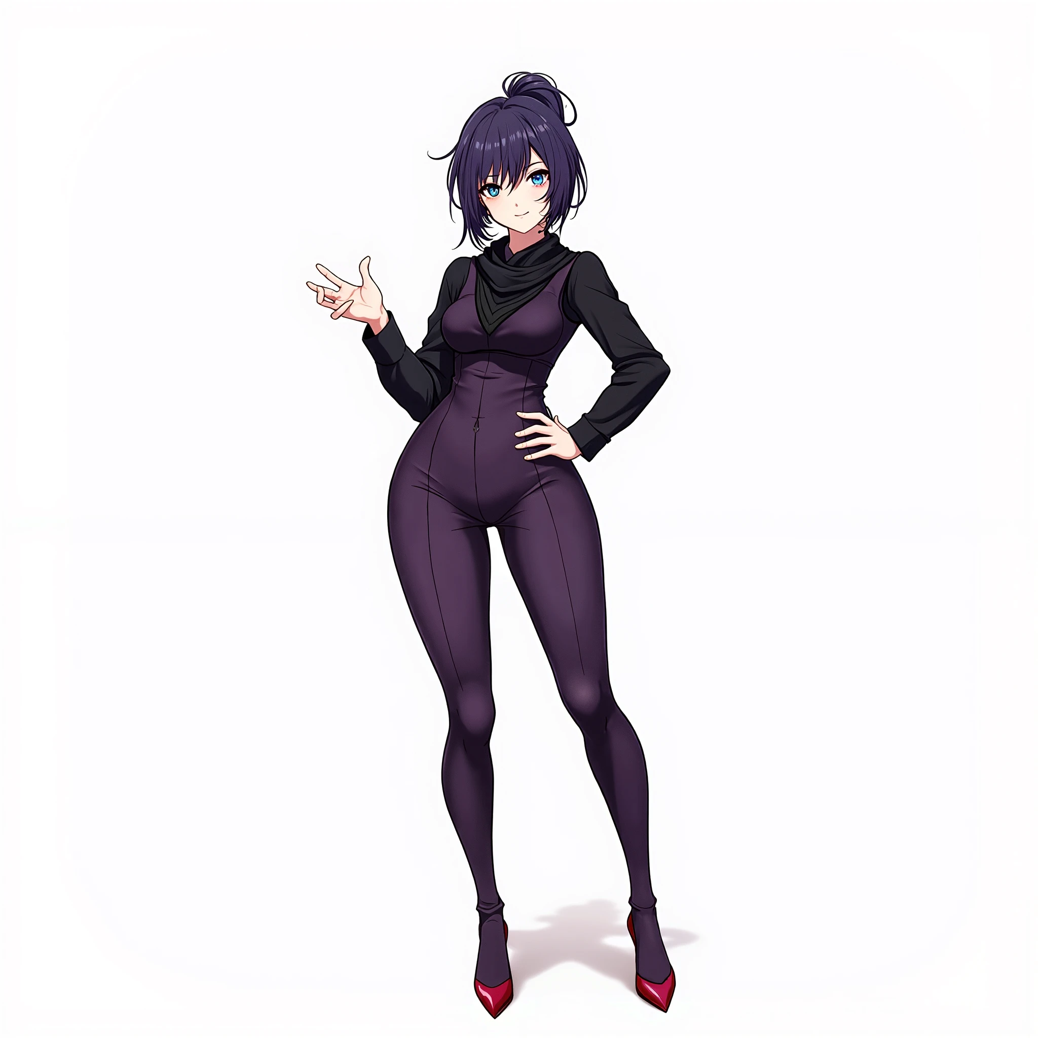 masutepiece, Best Quality, Highly detailed, (((The sheen、pantyhose)))、Race Queen、Back view、from behind、short ponytail、straight haired、Big buttocks、short stature、short、Sweat all over the body、armpit、Standing with legs open