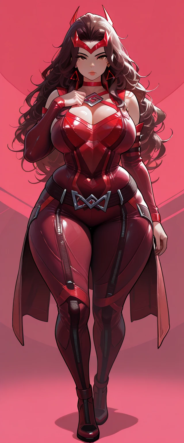 tmasterpiece,Best quality at best,Burly woman,sitting on a stool,Exaggerated large muscles,Long-sleeved latex clothing,stocklings,Leather boots,Full body like,beautiful attractive face, Single female,Thin waist,Very broad shoulders, Strong and powerful arms,Strong and powerful leg muscles,thick calf,long leges