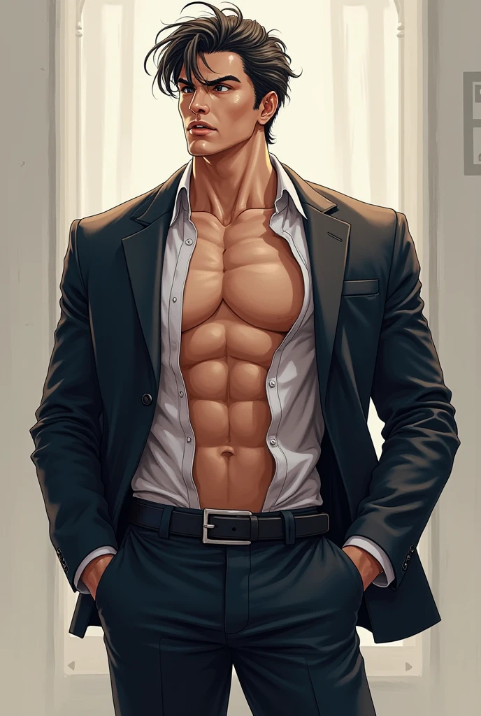 Gentleman asian,tight chest muscles, super tight shirt, super tight pants, bulging crotch,wet body, Transparent see through white shirt, pull off shirt,(1 Adult male),A high resolution, Sharp focus, Pixiv masterpiece, ((Complicated details)), highly detailed, natsuki_subaru,Multi-view upper body,Suit pants view, 1 man,is shy,Pee on the legs,pissing,Urine runs down the thighs,embarressed,exhilarated,is shocked,panicking,worry,A small puddle of their own urine forms around the feet,full bodyesbian,kneels on the ground,Very eager to pee,It's uncomfortable,Wet yourself,Urine discharge, Sweaty crotch,Drenched,rain,The shirt is soaked,(A gesture of pleading),blue color eyes(eyes glowing), Short gray hair,white shirt,Wear a tie,Wear a belt,Black suit trousers,perspire,look from down