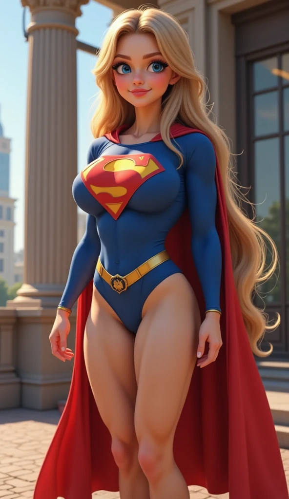 ((super detailed)),(super detailed), highly detailed 8k CG unified wallpaper, bodysuit, pose, cowboy photo, lens flare.The girl is Kara Zor-El (supergirl from DC ) has a plump,blonde hair, chubby body. Her height is about 5 feet 2 inches (157 cm), similar to her mother's large body. Her skin is white and smooth. In terms of facial features, she has soft and lustful facial features. She has a slim nose and plump, naturally rosy lips. Her eyebrows are beautifully shaped and neatly curved, framing her eyes beautifully. She is very big and has a beautiful figure. they are big and you can see the outline of her nipples. Overall, her (lewd, drooling) smile conveys her lecherous, slut-like nature. A sexy girl with a big and thick body is wearing a bodysuit where you can see all her curves and her hair hugs her nipples. She has thick breasts and the suit is very tight and covers her entire body, you can see all her curves and body. The full body suit is very tight, you can see her entire body, her slim waist, she's a girl ready to be a fucking machine,with a cock-craving cunt,Her body sways and you can see her breasts are full of milk flowing out