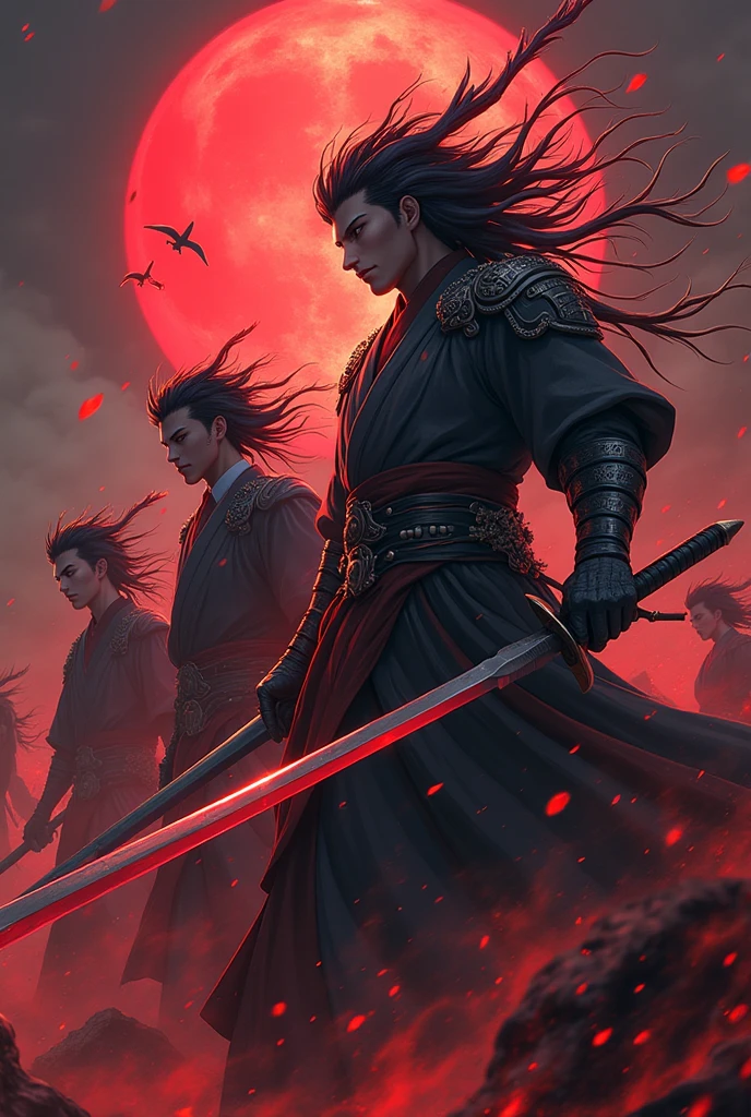 Anamo, 1 boy, Male focus, solitary, Stubble,, Masculinity, Black Hair, Blood, warrior, armor, helmet, Looking at the audience,, Upper Body