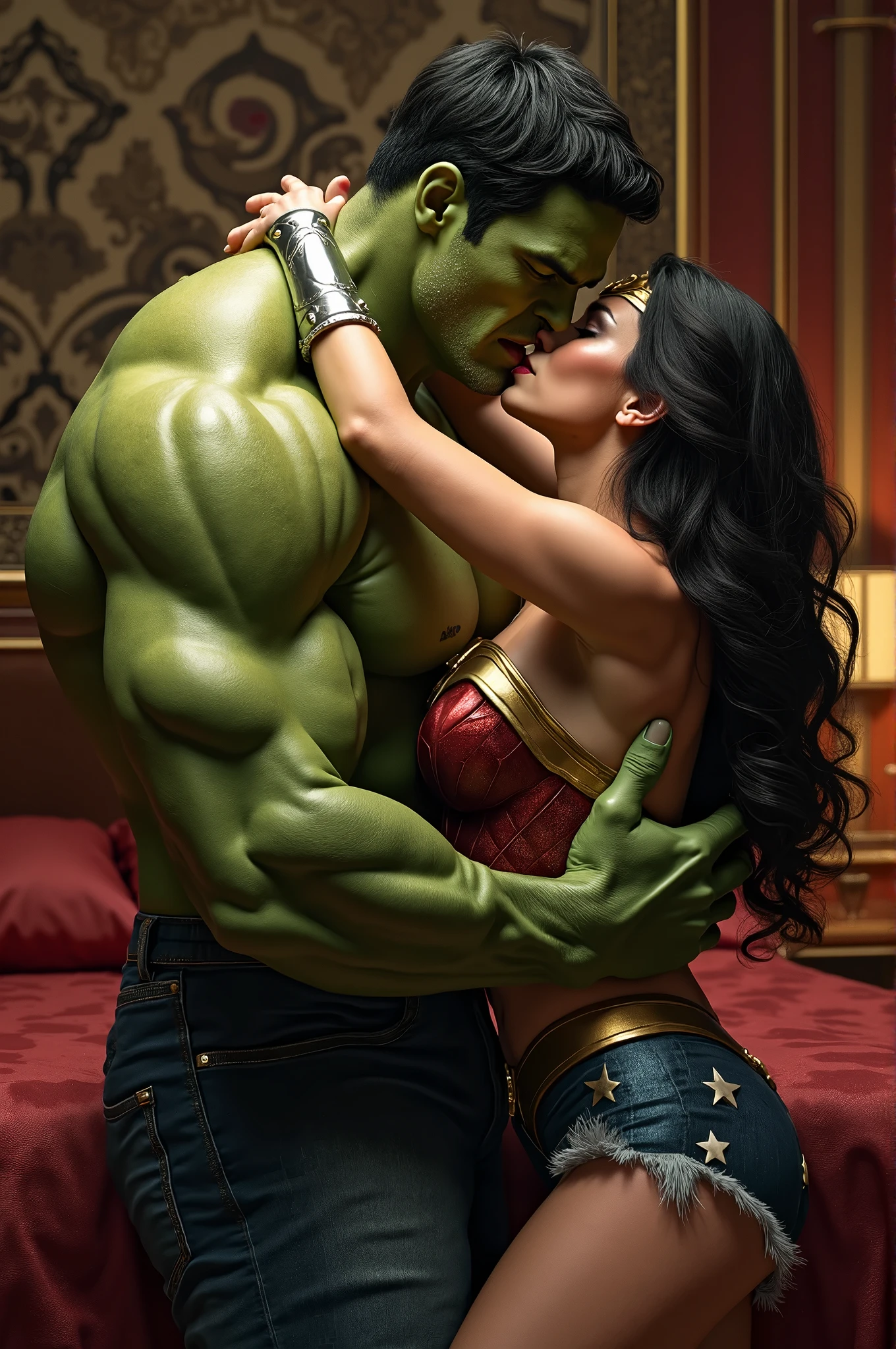 (((Poison Ivy))), (((Superman))), High quality, best quality, masterpiece, (((1boy, 1girl))), (((hetero:1.5))), mature woman, curves, (((long wavy redhead hair))), green eyes. cleavage. (((woman completely nude))), nsfw, (((couple focus))), (((lots of cum, ejaculating huge load))), (((ahegao, screaming orgasm face))), (((rape, rough sex, large penetration, suspended congress, carrying sex, legs wrapped around man's waist, massive creampie, extremely large muscular man, huge thick penis, stomach_bulge, large breasts, breast sucking))), (((side view)))