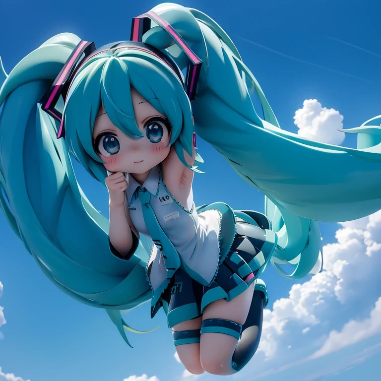 ((( Hatsune Miku))),The weather was fine。Blue sky。Female athletes、Jumping over the Tokyo Metropolitan Government Building。