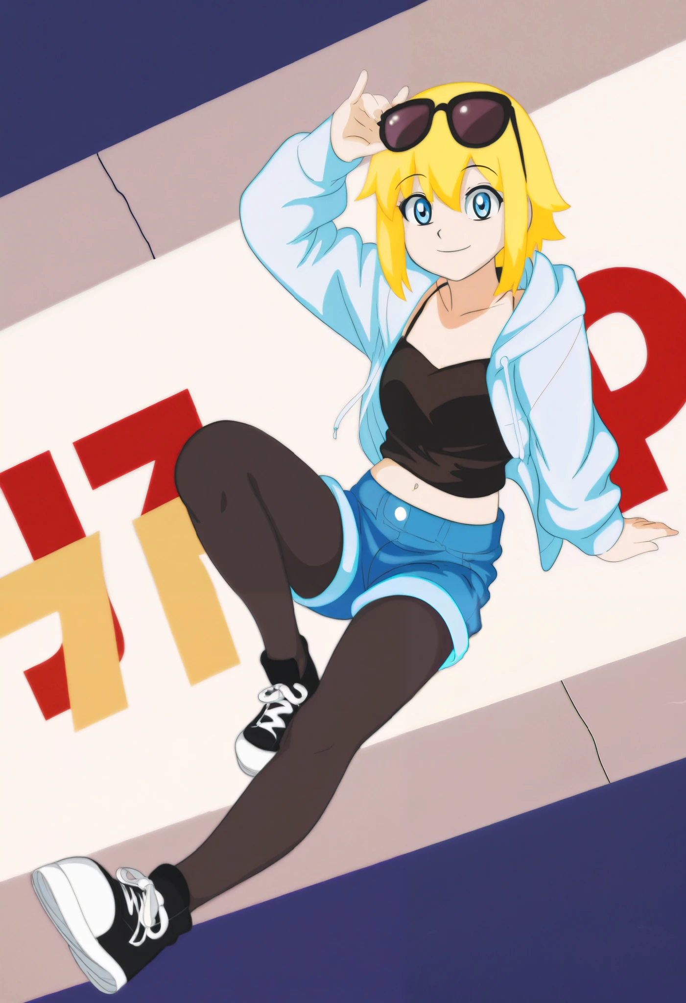 una chica rubia, alta, large breast size, usando sus bragas de color negro. una camisa corta que deja libre su abdomen, la camisa es de color blanco. estilo anime, abriendo la puerta de tu cuarto.