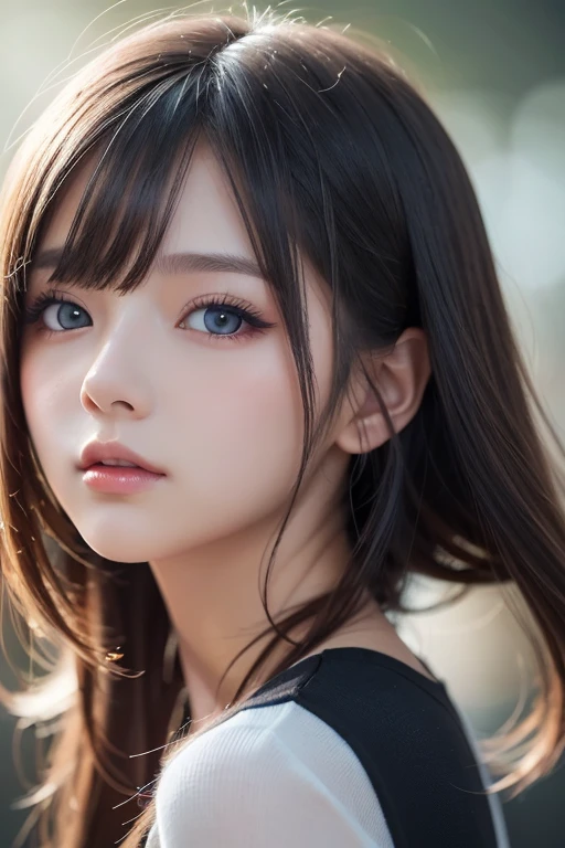(UHD, retina, masterpiece, accurate, anatomically_correct, textured_skin, super_detail, high_details, high_quality, best_quality, high_res, 1080P, HD, 4K, 8k, 16k), (beautiful_detailed_eyes, beautiful_detailed_lips, extremely_detailed_eyes_and_face), soft_lighting, physically-based_rendering, vivid_colors, (shiny_hair, shiny_skin, tanned_skin), eye_reflection, (bangs:1.5), (splash_curl:1.2), (bokeh), semi-profile_view, (full_body:1.2), smile,