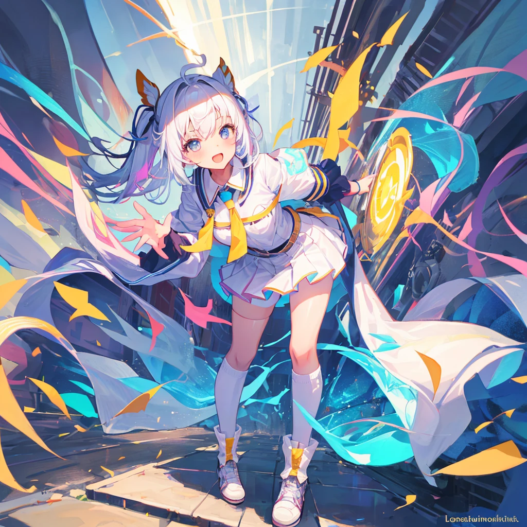best quality, 32k, (chibi character, super deformed, full body, big head:1.5, 3D), cute girl, playful facial expressions, playful sexy poses, shining eyes, ahoge, cute clothes