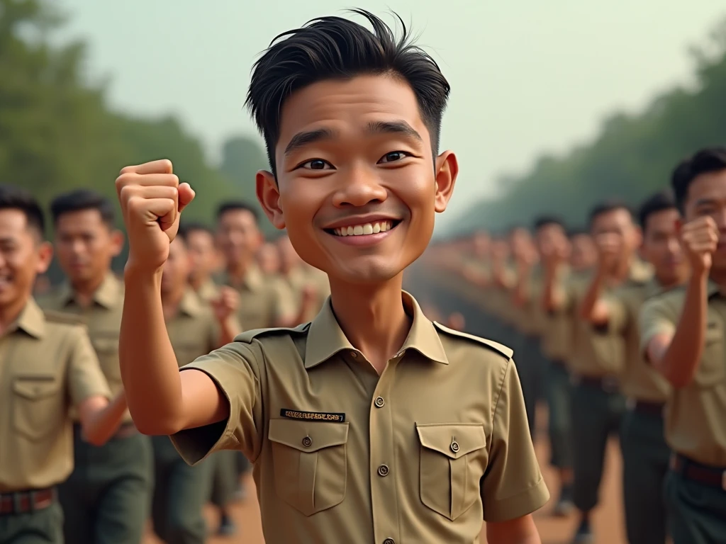 The boy surrounded by supportive villagers, cheering him on and showing their belief in his potential.
