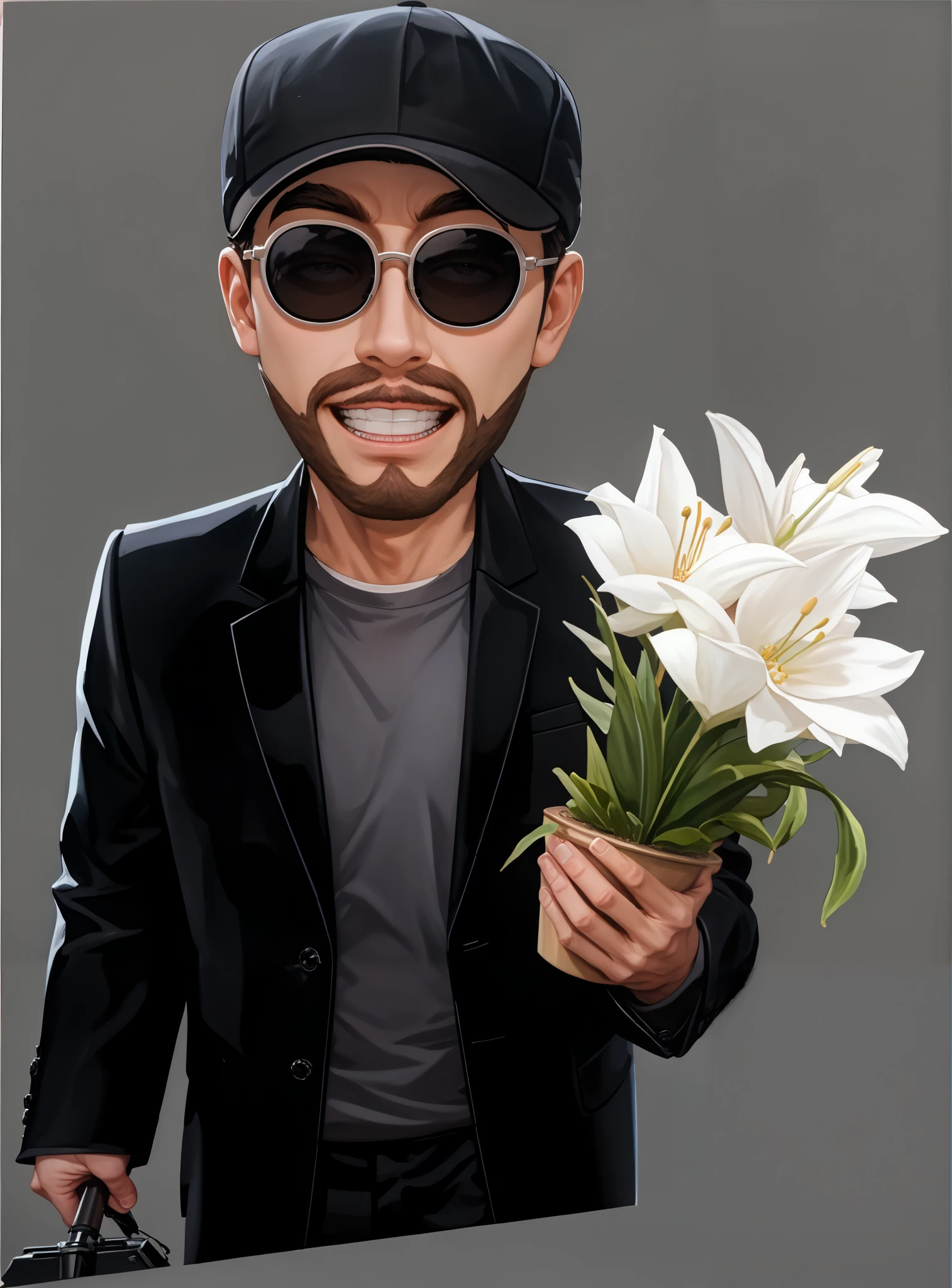 The killer is not too cold ,Stephen Chow,Big buck teeth, black sunglasses , cap , suit , cartoon,Q version of the original character painting , high quality , 20 years old , 2. 5D beautiful original picture , beitemian, wlopwangling, ttguweiz , fugtrup, Fraction_9, Fraction_8_up, Fraction_7_up, A anime boy with close - up eyes, shining eyes, close - up, looking ahead with two eyes , Fraction_9, Fraction_8_up, Fraction_7_up, 一个 Handsome男子的超写实超细节照片,( best quality,4K, 8,000, high resolution , masterpiece :1.2), Super Fine ,(Hand-drawn,Photo original painting ,Hand-drawn:1.37), 24 years old, man,Stephen Chow, suit 帽子,Beautiful anime,portrait,Strong, male, dark hair , , cool anime costume , confident expression , bright colors , dynamic lighting , 穿着 精致高标准 suit . 中国演员导演Stephen Chow,Stephen Chow ,Three-dimensional facial features,Deep eyes ,, male焦点, alone, alone focus, masterpiece,Fraction_9,Fraction_8_up,Fraction_7_up, actual , Extreme Detailed Description ,Professional, Bright Colors , dramatic lighting , Light and Dark Contrast,Stephen Chow,脸庞精致handsome气, handsome,Stephen Chow, Stephen Chow,star,(absurdres, high resolution , super detailed ), (1 名 male, Stephen Chow, aldult,handsome气的脸,Well-defined, Deep eyes ,deep feeling, tall and strong man, Broad shoulders , Handsome), , (square jaw , Thick neck, Thick eyebrows), humanoid dogs ,handsome气Stephen Chow , extremely detailed facial , upper body, masterpiece, top quality,Hand-drawn风格人物角色, best quality , Official Art , Stephen Chow,脸庞精致handsome气,电影Actor,Stephen Chowstar, Beautiful eyes , Beautiful face , extremely detailed eyes and face , masterpiece, high quality, Perfect Face , ,Perfect Fingers, Perfect Anatomy , Perfect Arms, 男star,handsome气的脸庞, Actor,Hand-drawn风格人物角色,2.5D, ( Highest Quality ,16K, high resolution , masterpiece:1.2), super detailed,(Hand-drawn风格人物角色, realistic :1.37),HDR, Ultra HD, studio lighting ,Super Fine的绘画, clearly focused, Physically Based Rendering , Extreme Detailed Description ,Professional, Bright Colors , dramatic lighting , Light and Dark Contrast, Mystery,joy,, Surrealism ,