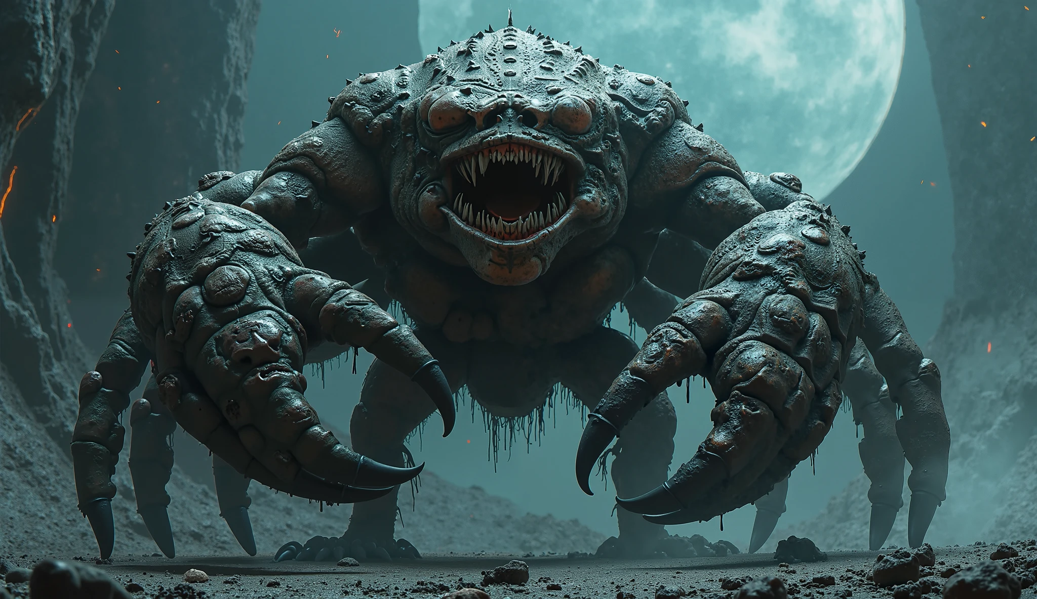 a pulsating slimy ovomorph ripping open,deadly facehugger emerging,agile facehugger,retro comic book style,highly detailed,masterpiece,cinematic lighting,dramatic shadows,vibrant colors,dynamic composition,flawless rendering