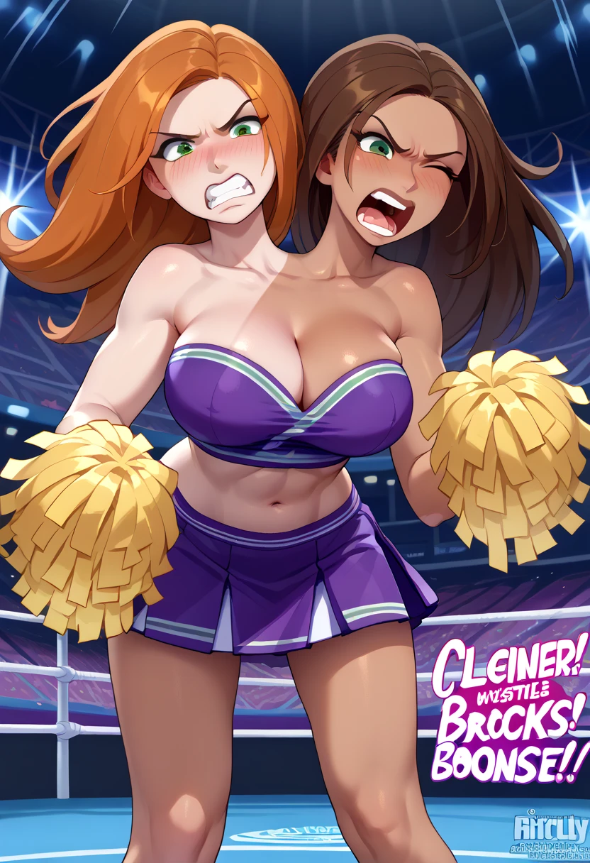 4k, ultra-hd, Crossdressed (bearded old 1man with old manly face and male head :1.5), (the old man has a generous curvy woman body with thick thighs:1.2), woman body with a male head, (big cleavage), he's wearing a (cheerleader top and skirt, full-body shot, standing, cheering:1.6), office background, , highly detailled