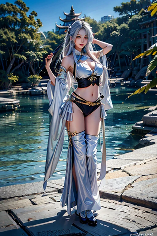 A beautiful anime-style woman with long flowing hair, wearing a traditional Japanese kimono, standing in a serene garden with cherry blossom trees in the background. A fantasy character with elven features, long silver hair, and wearing elaborate medieval armor, standing in a mystical forest with glowing plants and creatures. A futuristic sci-fi woman with cybernetic enhancements, wearing a sleek bodysuit, standing in a high-tech laboratory with holographic displays. A regal queen from the Renaissance period, wearing an ornate gown with intricate embroidery, standing in a grand palace with opulent decorations. A modern fashion model with bold makeup and trendy clothes, posing in an urban setting with graffiti walls and street art.