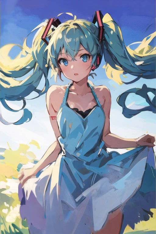 (extremely detailed CG), [standing portrait, upper body, close-up of girl:0.4], slim body, camisole dress, gradient background, anime character, character design, perfect hands, (cute girl:1.1), zero gravity