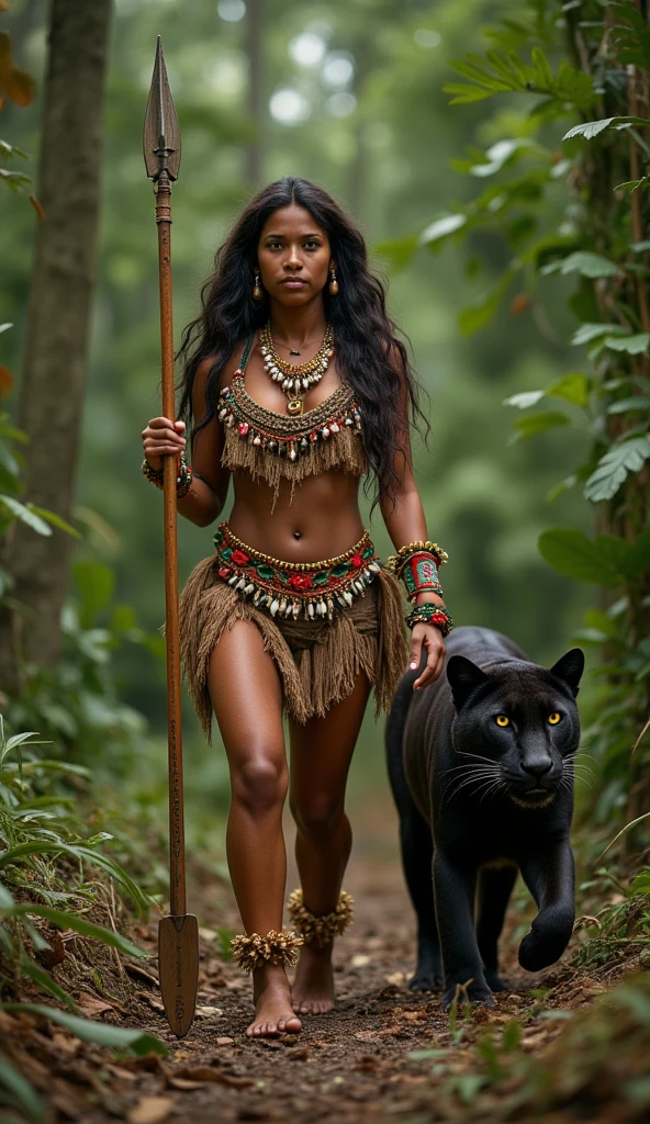 indigenous girl - HD photo - sexy photo - indigenous warrior - full body photo - beautiful legs - forest - high detailed - perfect face - straight black hair - straight bangs - snake - war paint - feather headdress - feathers - 18 years old