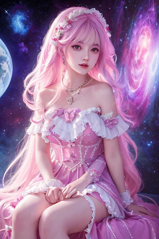 Highest quality,masterpiece,The ultimate solution,fluffy,Very colorful,colorful,The Little Mermaid,lolita dress,Starry Sky