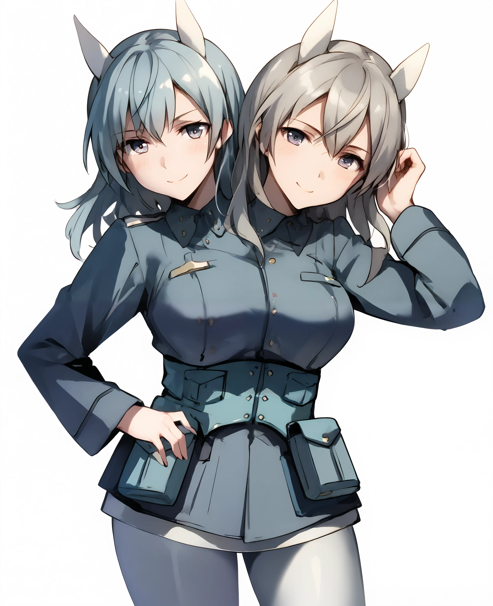 Blue-green hair girl Blue Eyes Short Hair Red panda stuffed toy Second Dimension anime An illustration vtuber C Cup Warrior uniform long sleeve Cleavage Hold a short knife in both hands