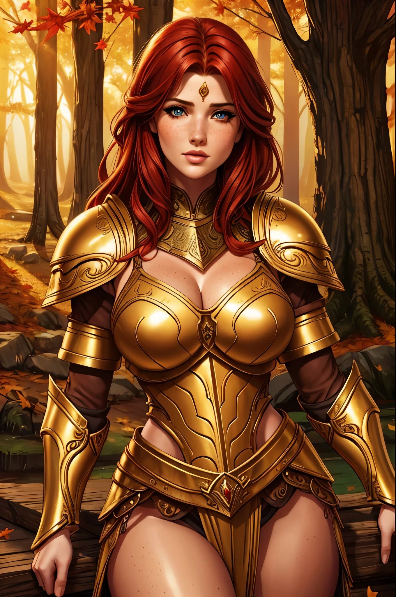 amazon goddess, sexy armor, vivid colorful hair, pale skin, breasts, barbarian leather armor, choker minidress, savage power, light rays, god rays, furry armor, Jurassic, forest, leaves, muscular, bodybuilder, realistic