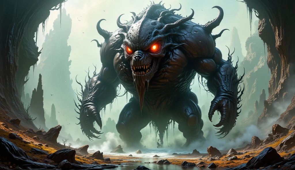 <kaneoya-sachiko>:1.5
digital (((close- up portrait))) painting MTG card art, dynamic pose::
a realistic orc zombie creature portrait with large glowing eyes and melting rotten flesh, designed by hr giger, anne stokes, brian kesinger and luis royo, in Witchwood - a dark, foreboding forest filled with danger and malevolent spirits., fantasy, silver jewelry, proud, evil, horror::
dark fantasy, horror orc creature (by Ian Miller)