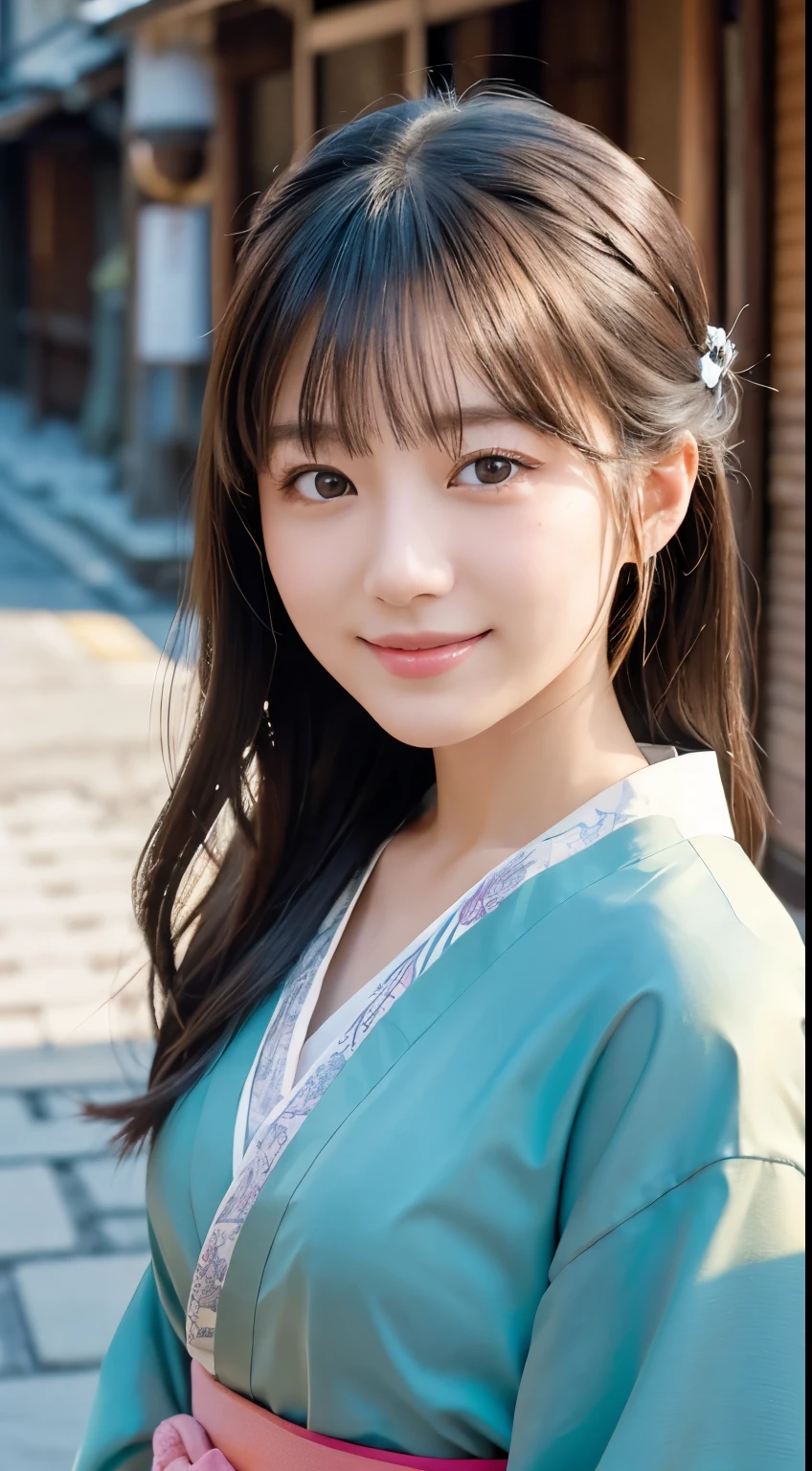 (8k, raw, masterpiece: 1.5), (professional photograph, sharp: 1.2), (natural sun light), (soft shadow), (photorealistic: 1.4), perfect dynamic composition, (((white screen background))), (1 girl), (Ultra-detailed face and skin), gorgeous face, perfectly proportioned face, dark brown eyes, round eyes, beautiful eyes, glossy eyes, high nose bridge, blush, small lips, really moist skin, white skin, (delicate skin:1.4), (latex skin:0.4), (perfect glowing skin:0.6), (((black long curly hair, bangs))), (slim body: 1.5), (huge breasts: 1), ((huge smile at the camera)), looking at camera, ((dark blue and red hanfu)),