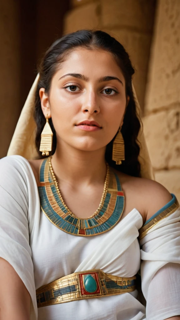 a one woman, straight hair, red and long, blue colored eyes, one meter and seventy tall, face with fine strokes, ancient nobility clothes