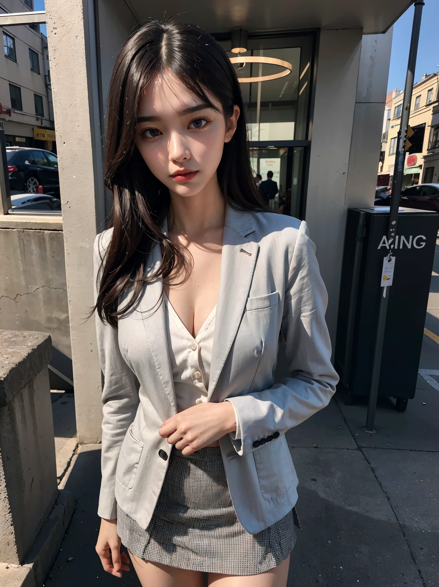 photorealistic,realistic, solo, photorealistic, best quality, ultra high res,
diamond stud earrings, long straight black hair, hazel eyes, serious expression, slender figure, wearing a black blazer and white blouse, standing against a city skyline at night
beautiful, masterpiece, best quality, extremely detailed face, perfect lighting, solo,1girl,
best quality, ultra high res, photorealistic,
ultra detailed,
masterpiece, best quality,
yoona1,
