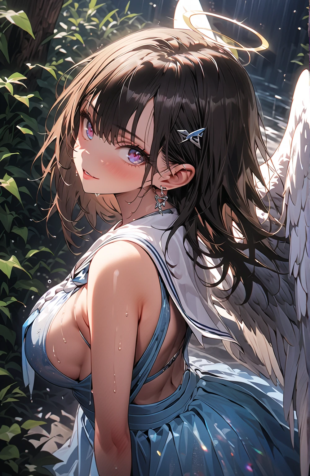 Japanese 15 year old angel naked1masturbating with someone、sky above the clouds、She's looking at us..、はみ出るI can see pubic hair、I'm shy、You can see pink nipples、everyone is naked、One is a slender woman with dark brown hair and a fluffy long bob.、small breasts、slender、A cup breasts、shaggy public hair. under hair. I can see pubic hair、There are big angel wings on his back.、R18 illustration、erotic manga、Erotic illustration、2D illustration、Japan anime、drawn by Japanese ilastrator、high resolution、4K quality、high quality、High resolution、5 million pixels、high detail、No correction、masturbation、