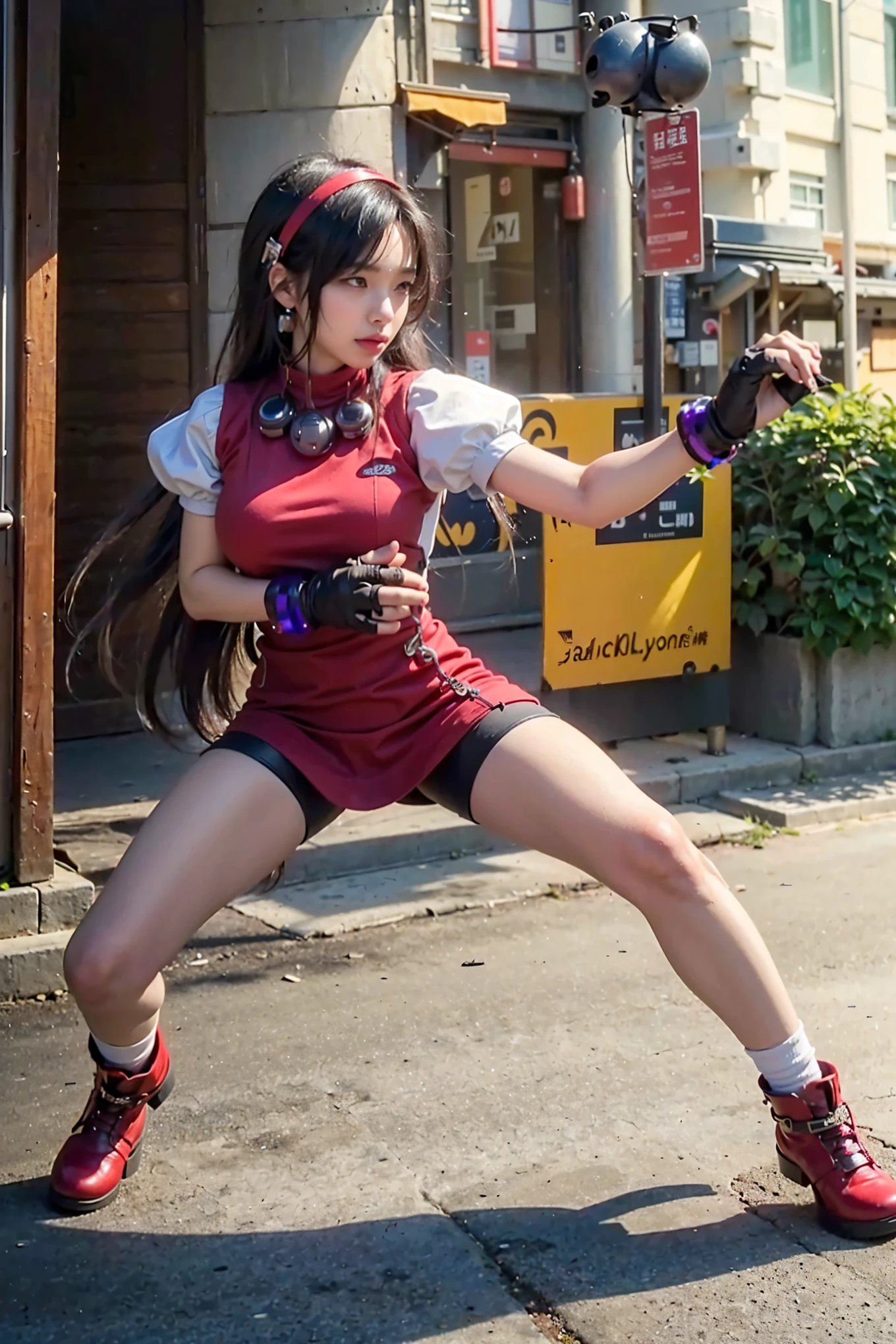 (Completely live action:1.37), (Amazingly realistic textures:1.37), (masterpiece, best quality:1.2), (8k uhd, 16k, 32k, ultra high res), amazingly realistic skin, amazingly realistic photo, superrealism, (photorealistic:1.37), (RAW photo), ultimately realistic, (ultimately realistic all details), (ultimately realistic all textures), super realistic lighting, super realistic shadow, (japanese girl:1.5), ((young face)), smiling, happy, super realistic face, ultimately realistic skin, ultimately realistic eyes, (amazing droopy eye makeup:1.35), ultimately realistic background, ultimately realistic detail up, kkw-ph1, ((amazing droopy eyes, cyberpunk-style cyborg girl, amazingly intricate details, Anatomically perfect hands, mechanical body, silver knight armor, ultra glossy texture, long canine tooth, red eyes))