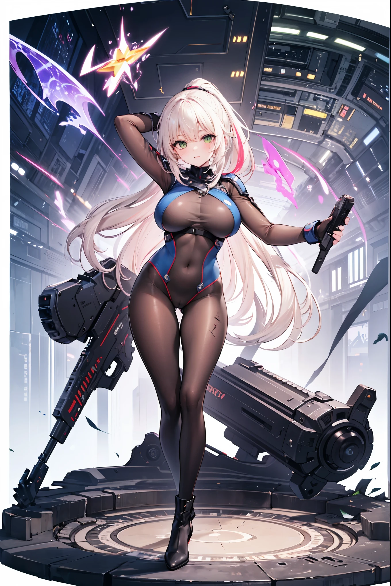 ((masterpiece)),(((best quality))),((character design sheet)), ((full body view)) ((cyberpunk empress)) mature face, ((middle eastern eyes:1.4)), ((silver cybernetic gown)), (((intricate futuristic breastplate))), defined cheekbones, high cheekbones, illustration, muscular, ((cyber silver:1.4)), sexy bimbo, (gigantic breasts:1.7) black hair, ((detailed face:1.4)) beautiful woman, (Chinese:1.4) (white skin:1.4) , (red lipstick:1.4), shiny skin, scribbles and marks,(puffy lips:1.4) , rough sketches, pose, 8k,16k, (simple background, white background: 1.3) ((cool color palette)), ((cyberpunk aesthetic))