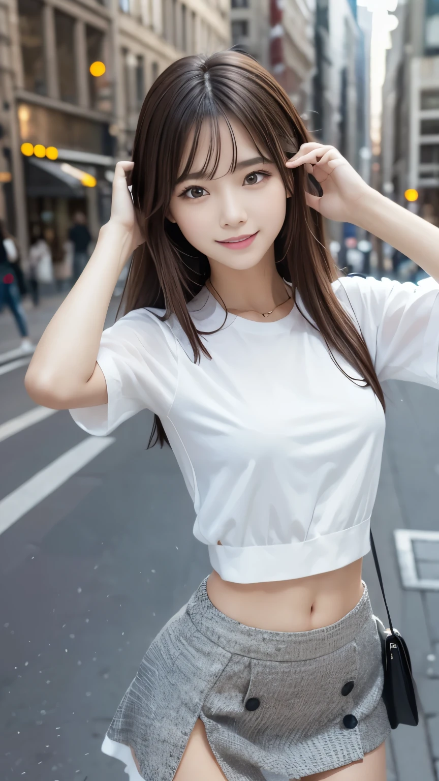 Mastepiece, Best Quality, (Highest quality、8k、masterpiece:1.3)、Ultra-high resolution、Physically Based Rendering、(Photorealistic:1.37)、Beautiful woman with perfect body:1.4、Slim abdomen:1.2、Highly detailed face and skin texture、 Red Cheeks、White skin、Narrow waist,Thin legs、Highest quality,Very beautiful woman, (cute:1.2),Perfect Glowing Skin、(((Full nudity)))、((Walking in the city at night))、necklace、((Small Breasts))、((heavy rain))、((Wet body))、(((Long, transparent T-shirt)))、(((Lower body nude)))、(((No panties)))、((The genitals are visible))、((Black knee-high boots))、smile、((Tie a ponytail with a white ribbon))、