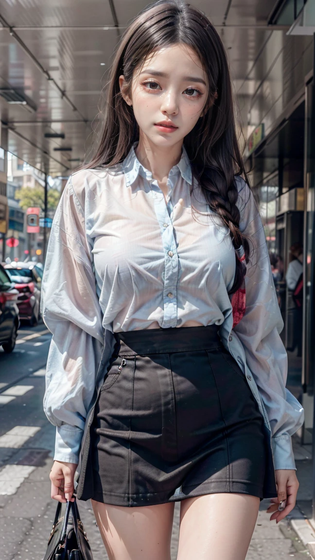 best quality, detailed, beautiful, insanely detailed, absurdres,perfect anatomy,
Japanese female,black hair,27 years old,
(slender),
(small breasts best quality),
full body shot, lonely, neutral, walking, long hair, white long blouse,(I'm soaked wet and my clothes are transparent:1.3), on the street, with rain, front view, birds-eye view, (extreme wide shot:1.3)