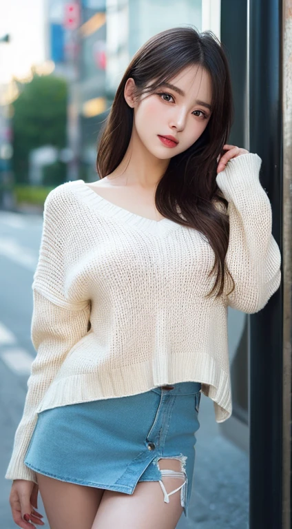 hyper realisitc, full-body, fully-clothed, beautiful woman, tokyo fashion, beautiful legs, hyper realisitic detailed eyes, kind face, very natural detailed face complexion