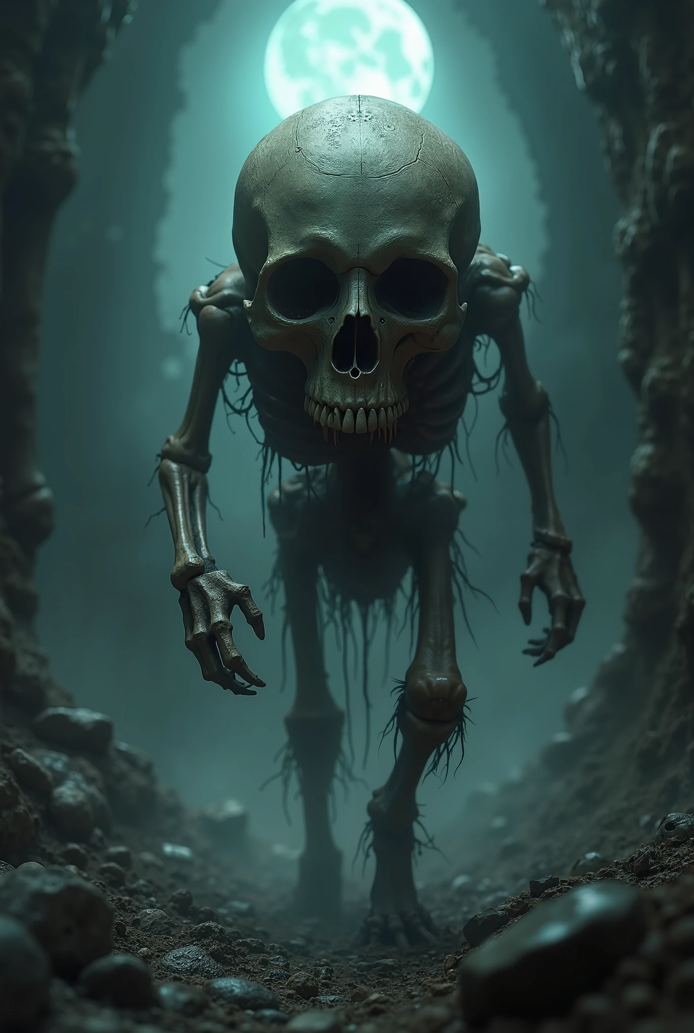 Photo of skull running to the end of the tunnel