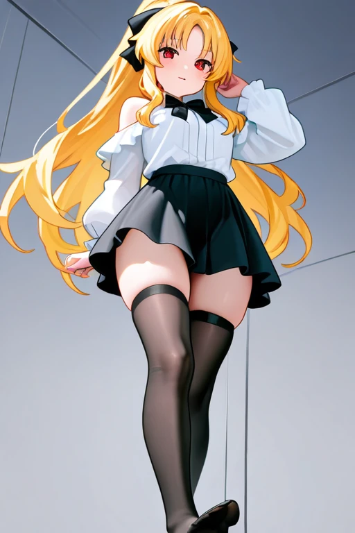 Photorealistic, just like image but real girl, sexy VIP girl leaning on a bar doing a standing split, show entire leg of leg that is extended, cute foot pointing her toes, pantyhose feet, (((black hair)(long black wavy hair with bangs, black bangs hair))), black pantyhose with cotton gusset at the crotch, skimpy black flare mini leather skirt and tight crop top, 20 yrs old, black sheer gloss pantyhose, cute bubble butt in pantyhose out to the side, (((black pantyhose with cotton panel crotch))), one leg is straight up hyper extended, holding leg up with one arm, hand grabbing ankle of leg that is up, girl face is beautiful and looking right at the camera, photorealistic, shiny realistic black pantyhose, (((cute pantyhose foot above her head, (show her foot on extended leg), she leans on a bar in a night club, (((sexy slutty girl at a fancy NY bar)))