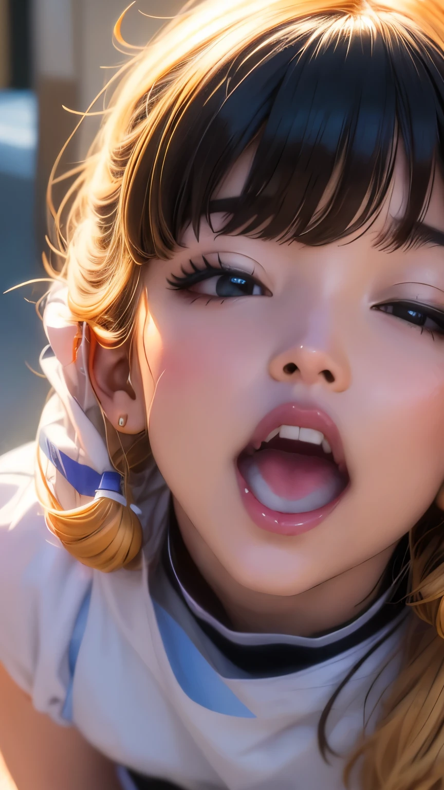 young woman、smile、(( Search 。 hairstyle in Bedloo is random))、 blanking 、(( Masterpiece、 high image quality 、16k))、(( random design springwear))、(Very close:1.5)、EXPLORE THE CITY AT NIGHT 、( focusing on the upper body :1.5), Big Breasts, button gap , {pmbkk, }{realistic, }{ 1girl , }{open mouth, |}{Alone, |}{How in mouth, |}{looking at viewer, ||}{How, }{portrait, |||||}{tongue, ||||||||||}{close-up, ||||||||||}{facial, ||}{How on tongue, ||}{eyelashes, ||||||||||||}{nose, ||||||||||||||}{after fellatio, |||||}{upper teeth only, |||||||||||||||}{Alone focus, |||||||||||||||}{looking up, ||||||||||||||||}{hetero, |||||||||||||||||}{1boy , ||||||||||||||||||}{ penis, ||||||||||||||||||}{Uvula , |||||||||||||||||||}{ bukkake, ||||}{erection, |||||||||||||||||||}{oral invitation, |||||||||||}{half-closed eyes, ||||||||||||||||||||}{ saliva, ||||||||||||||||||||}, from above, focus face, throw, a lot of milk in mouth:1.5、open mouth、