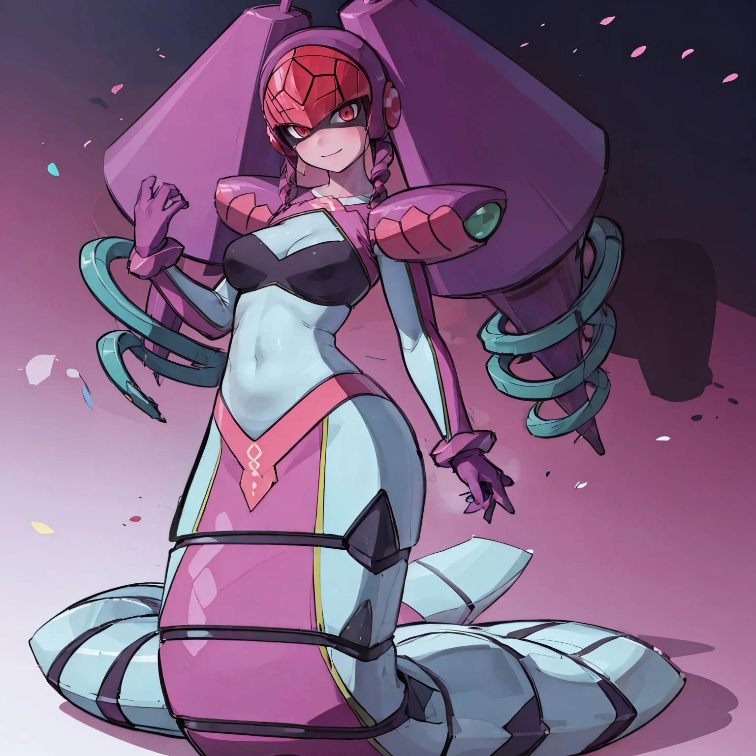 twintails,twin drills, rubber suit, helmet,Lamia
