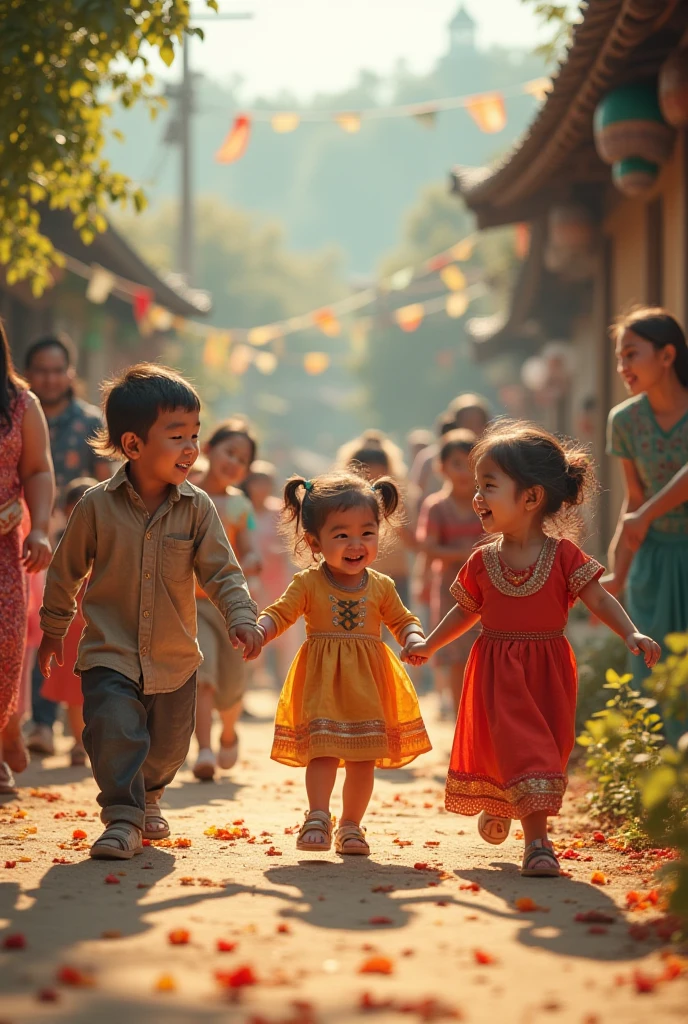 Indian 90s kids playing in street
