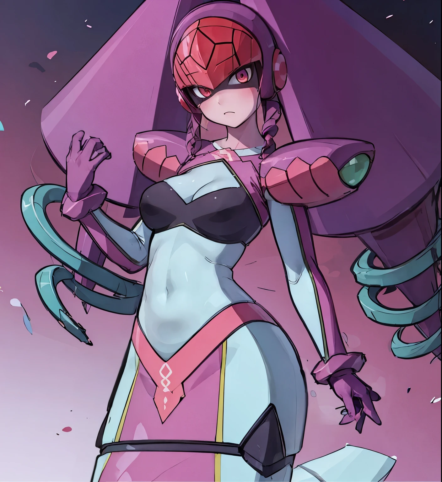 twintails,twin drills, rubber suit, helmet,Lamia