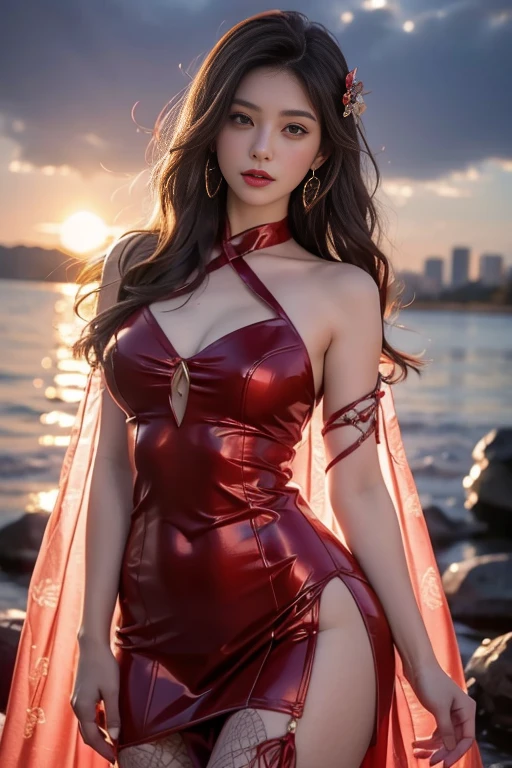 High-quality work,Realist works,Ultra-advanced graphics,8K HD CG production,High-quality graphics,High-definition fine CG work,10x pixel,Ultra-fine details:1.1,Advanced technical details:1.1. Photography is realistic,Interior lighting effects:1.5,Natural light:1.5. Light effect(Virtual light effects:1.8),超A high resolution,Shiny red dress,Long silver hair,Silver hair,Transparent hair,High detail hair(Quality hair details:1.1)Clear eyes,Good-looking double eyelids,Sharp eye makeup, Delicate eyelash makeup, Thin eyebrows, hyper detail eyes,High nose, lovely red lips, Rose cheeks, Delicate facial makeup , Pretty face, A perfectly proportioned face,(Advanced facial details:1.1)A collection of shiny red luxury dresses,Bright red sequined dress,Sequin coat,Shiny,Tight long skirt,Summer sexy hips wrapped in fishtail sleeveless commuter Maxi,Horse socks 100%Oil pan gloss silk luster 8D black silk woman,Stiletto heels,mitts,Beautiful long dress,wonderful dress,Bright red series,Haute couture dress collection,Dress photography,Authentic dress,In the banquet hall,Women's artwork,full-body view,Goddess of dress,真实感,Amazing,Today's eyes are bright