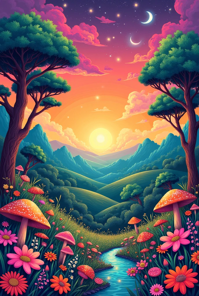 Draw a hippie-like background