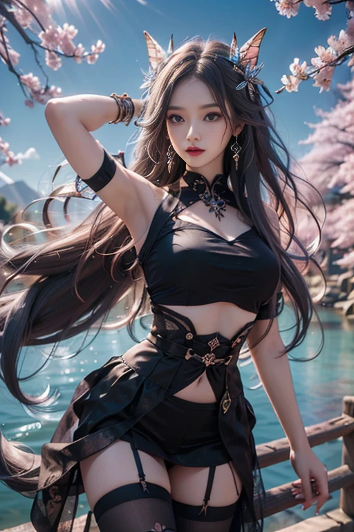 On a meadow at the top of Sapphire Mountain, (starry sky), a beautiful girl, masterpiece, absolutely beautiful, eye close-up, natural beauty, asymmetrical hair, curtain hair, hair over the shoulder, ji cut, long hair, parted bangs, bangs, slanted bangs, jewelry, tears, crying with eyes open, disappointed, despair, frustration, loneliness, frustration, sulking, worrying, sobbing, blonde, high detail, anime, depth of field, anatomically correct, textured skin, masterpiece, ccurate, high quality, high detail, super detail, Best quality, high resolution, 8k, UHD