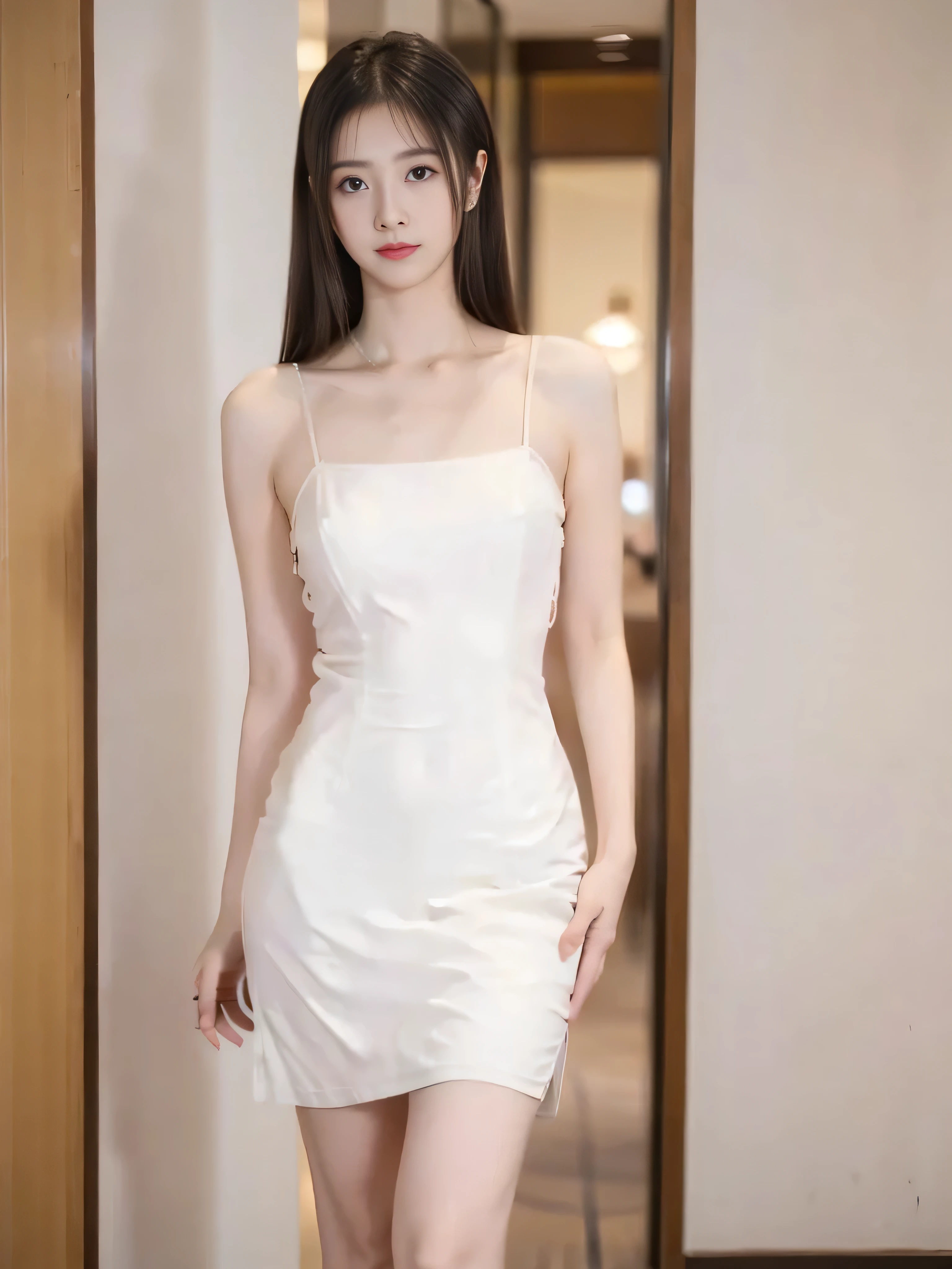  a pretty girl ， Medium length hair， very plump breasts ，A beautiful girl with a clear body outline ， simple background