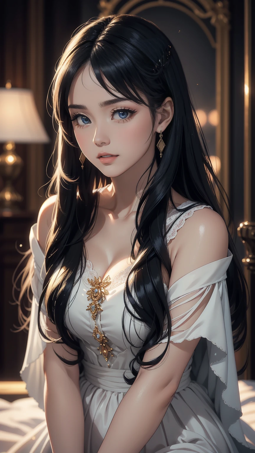 (8K, Best quality, Masterpiece: 1.2), (Best quality: 1.0), (Ultra-high resolution: 1.0), aquarelle, A beautiful woman, (shiny pupils,Blue pupils),bshoulders, Headband, Agnes Cecile, Bust portrait, extremely luminous bright design, Pastel colors, Autumn lights, Moody gray, Tenacious style Alexei Savlasov, Ivan Shishkin, Ilya Repin, (Card retouching: 1.2), 2D, (Oil painting: 1.2) Highly detailed