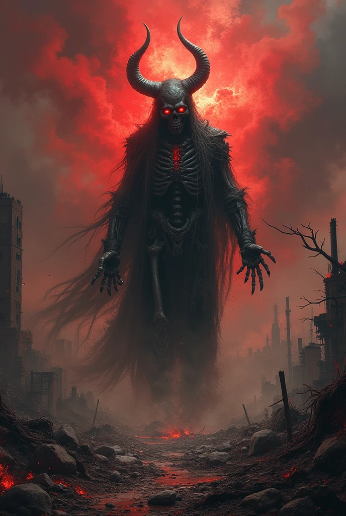 <lora:Hornyfier:0.5>Hornyfier   solo, upper body, looking away, detailed background, detailed face, (<lora:BloodMagic:0.5> fantasy, magical energy,  bloodmagic theme:1.1),calm, ethereal glowing eyes, soul reaper,  dark tattered clothes,  rot, floating particles,  shadows, ruin in background, aura of inevitability, ravens in background, , wisps of cold smoke **(cigarette:1.1),**, dark clouds,  mysterious lighting, eerie dark mysterious atmosphere,  **(skeletal, undead:1.2),**, pointy horns, <lora:ChristmasWintery:0.6> ChristmasWintery, (Masterpiece:1.3) (best quality:1.2) (high quality:1.1)