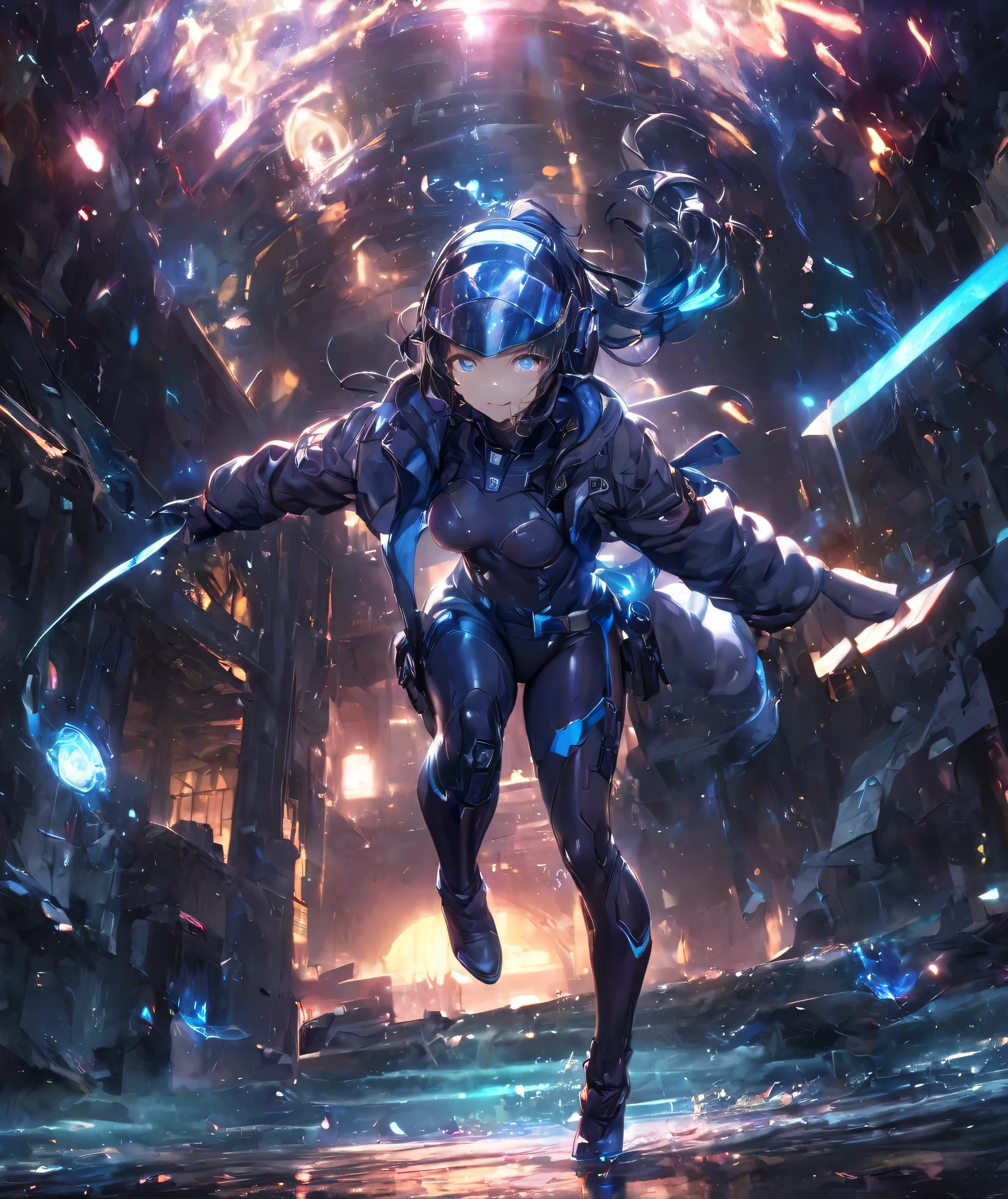 masterpiece、top-quality、Children's aliens、blue skin、Rich in nature、Unknown Planet、full body Esbian、Dynamic angles、Dynamic Poses、
