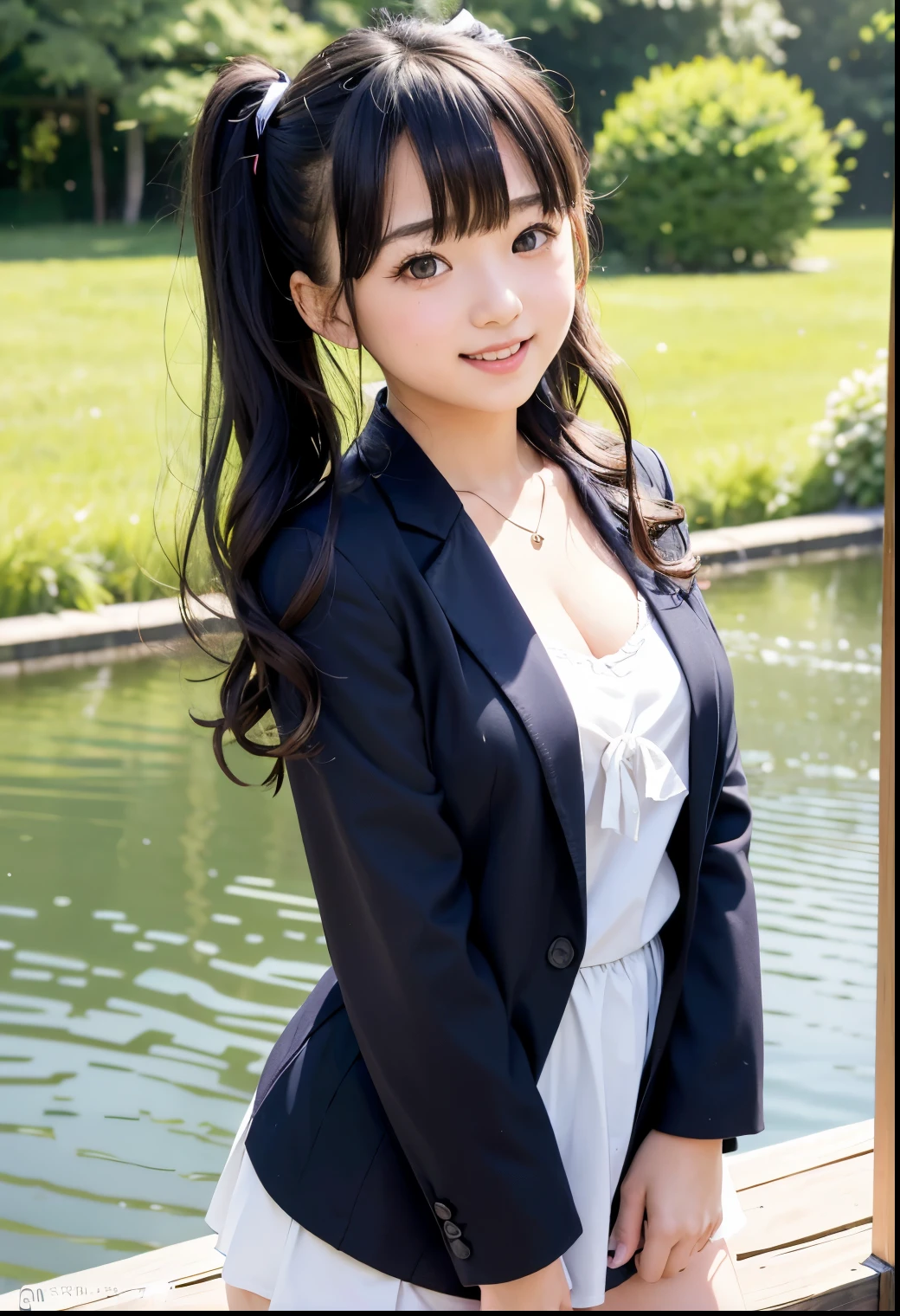 skin、輝くskin、nice thighs、Shining thighs、shining legs、Eyes that invite、beautiful eyes、とてもcute、very beautiful thighs、 very big breasts、beautiful bust、smile、Glamour、 Chubby、big ass、looking at camera、cute目、Big eyes、Left and right balanced eyes、 Big eyes、Very beautiful big eyes、18old woman、cute、cute目、小さなcute口、beautiful lips、can'please'please'please'please'please'Please don't put your fingers in it、(highest quality: 1.2), (realistic), (realistic: 1.37), ultra high resolution, cute, smile, closed mouth、beautiful details、beautiful nose、big ass、spread your legs、that'It'It'It'、big breasts、I can'Iの指が見えない、staring at the camera、please show me your butt、I'Iはspread your legs見せています、O Cup Bust、O Cup Bustが見える、japanese woman、Japanese、twin tails、please show me your butt、Tight Skirt、school uniform、girl、see-through jacket、white socks、sexy、I can see my pants、Looks 3 years younger than his age、cute、summer mountain stream、You can see the waterfall、clear water、lolita