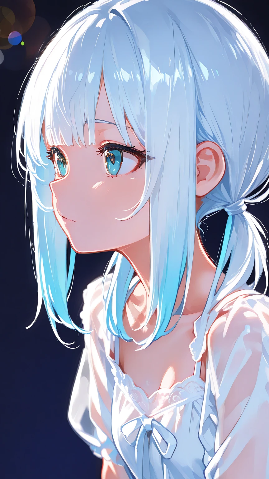 (Highest quality, 4K, masterpiece :1.3), Silver Hair, Blue eyes, ponytail, Light