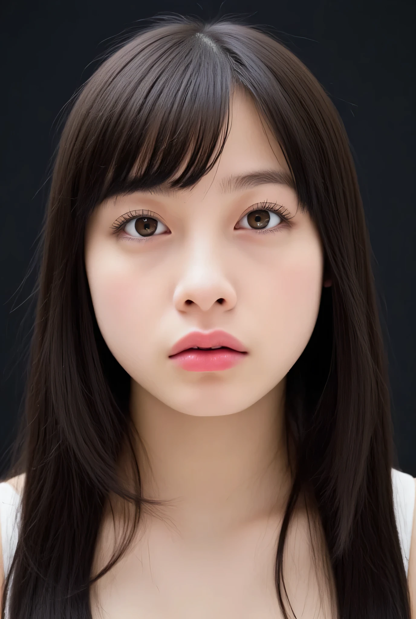 girl, black hair, long hair , mouth wide and stick your tongue out, Front of face, face looking down at the center , focus on the face , Accurate eye expression, Accurate tongue tip expression, Accurate facial expressions, Masterpiece, ultra high resolution , Very Detailed , Details, Detailed eye expressions, 最 high quality , exists, ( female 1 person ), Porcelain Skin , The best face, Accurate expression of the teeth, Accurate expression from the tip of the tongue, Accurate gaze expression, Accurate expression of the eyes, Bright and Shining Face, the light shines on the face , ( the tip of the tongue sticking out ), shoulder exposure , ( exposes sternum), Breast Exposure, Brezier exposure, Wear Navy Off Shoulder 、On the forehead , {x}, ((Black bed background )) photos , Masterpiece, 最 high quality ,16k,8k, beautiful, exquisite,extremely 、finely 、 high quality , ultra high resolution , 超 high quality , beautiful face, Japan , ( Sharp Concentration ), (( mouth :1.6)),(Ultra-detailed beautiful faces:1.10), (Ultra-detailed beautiful slim body:1.9), 18 years old, ( Super Detailed Beautiful Japan Beauty Female Idols:1.7), She has her hands behind her back , black hair、Her expression is expressionless . Background flooring 、 photos、 zoom up on face 、 view viewers、